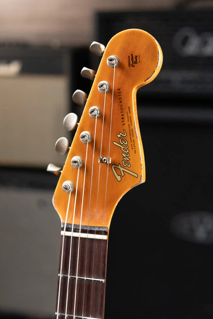 Fender Custom Shop 1965 Stratocaster Super Heavy Relic Electric Guitar - Super Faded Aged Sherwood Green Metallic over 3-Color Sunburst with Hardshell Case