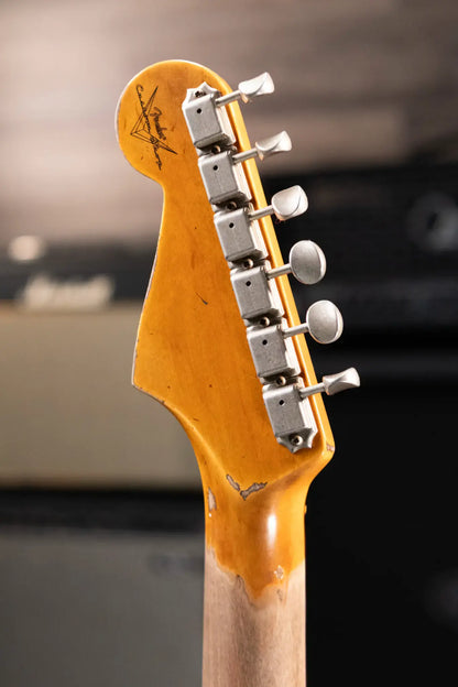 Fender Custom Shop 1965 Stratocaster Super Heavy Relic Electric Guitar - Super Faded Aged Sherwood Green Metallic over 3-Color Sunburst with Hardshell Case