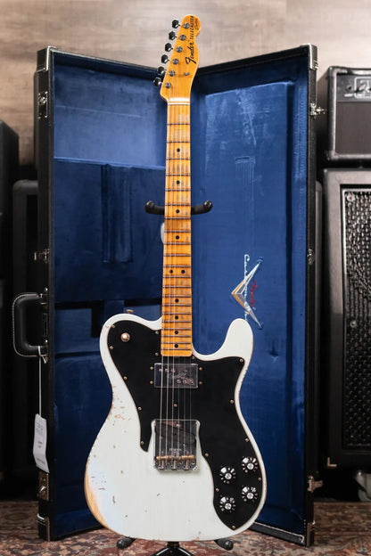 Fender Custom Shop 1970s Tele Custom Heavy Relic, Quartersawn Maple Fingerboard Electric Guitar - Super Faded Aged Sonic Blue with Hardshell Case