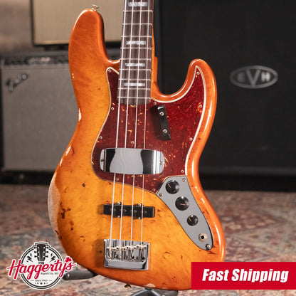 Fender Custom Shop Artisan Maple Burl Relic Jazz Bass - Honey Burst with Hardshell Case