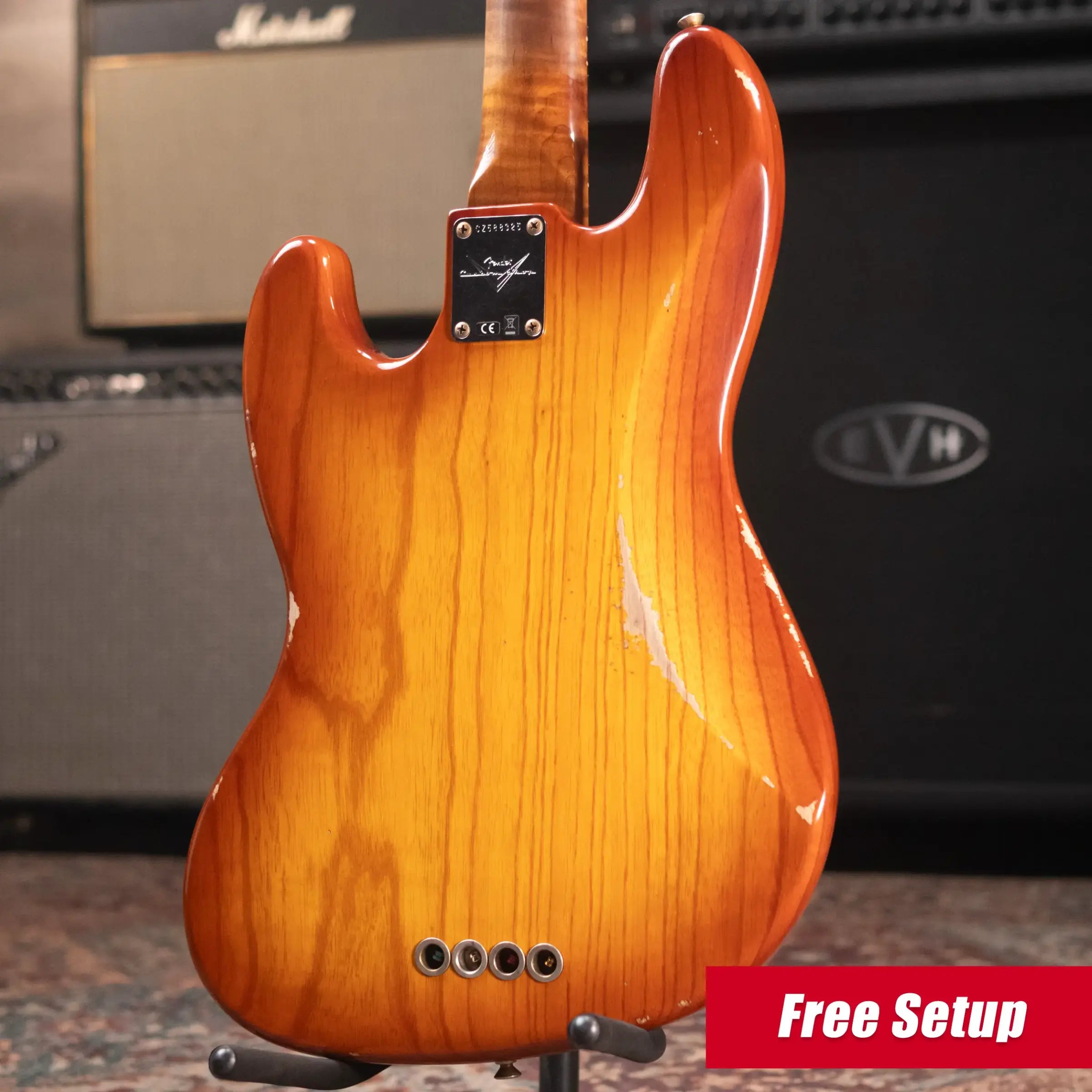 Fender Custom Shop Artisan Maple Burl Relic Jazz Bass - Honey Burst with Hardshell Case