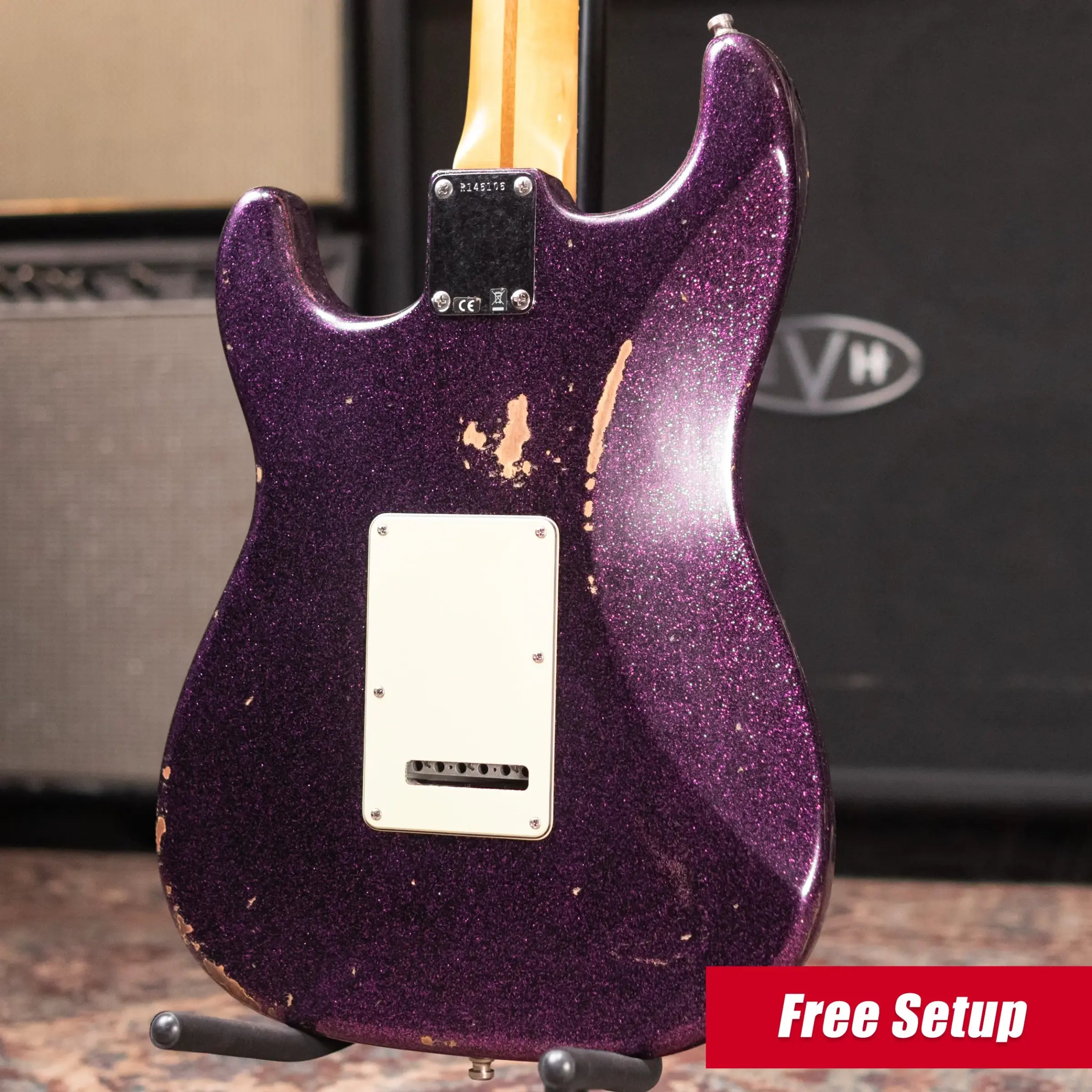 Fender Custom Shop Custom Deluxe HB S-1 Strat Relic Electric Guitar - Magenta Sparkle with Closet Classic Hardware and Hardshell Case
