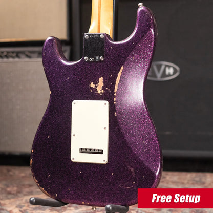 Fender Custom Shop Custom Deluxe HB S-1 Strat Relic Electric Guitar - Magenta Sparkle with Closet Classic Hardware and Hardshell Case