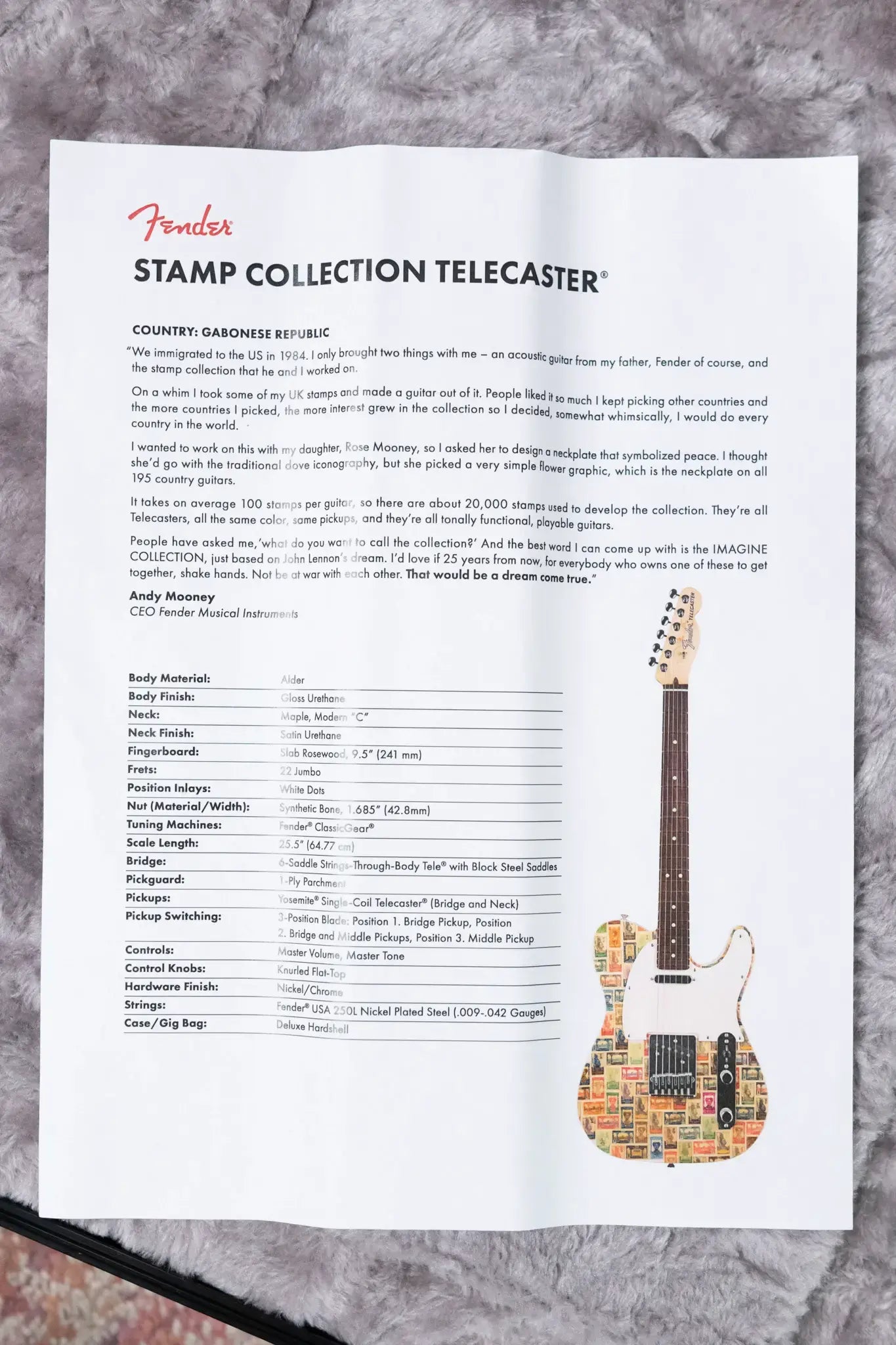 Fender Custom Shop "Imagine" World Stamp Collection Telecaster - Gabonese Republic with Hardshell Case - Floor Model