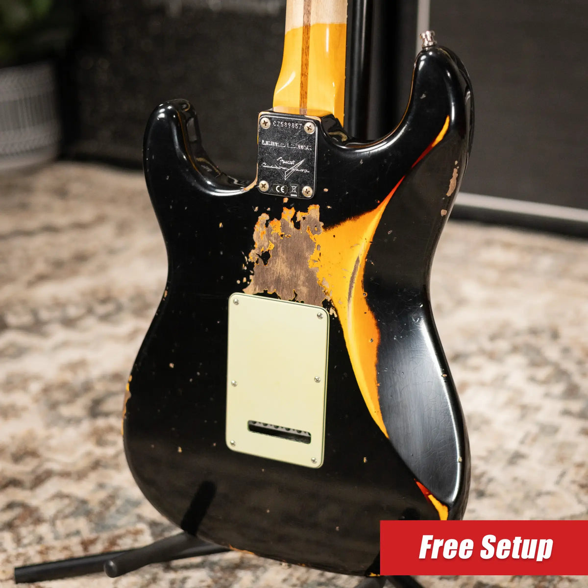 Fender Custom Shop LR25-CUST DLX HBS-1 Heavy Relic Stratocaster Electric Guitar - Black over 3-Tone Sunburst with Hardshell Case