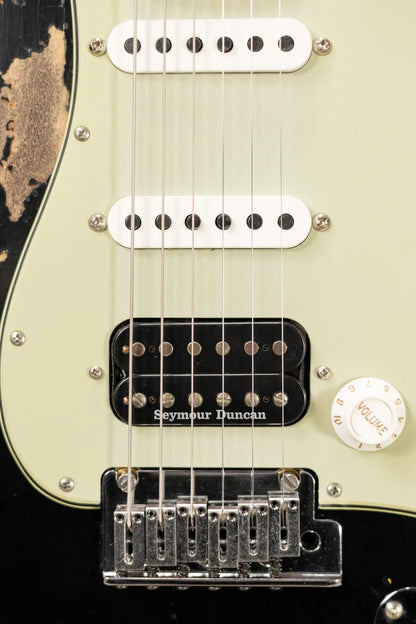Fender Custom Shop LR25-CUST DLX HBS-1 Heavy Relic Stratocaster Electric Guitar - Black over 3-Tone Sunburst with Hardshell Case