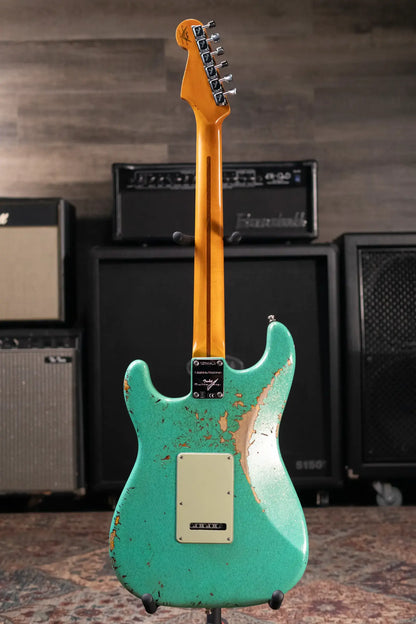 Fender Custom Shop LR25-Custom Deluxe HBS-1 Stratocaster Heavy Relic Electric Guitar - Seafoam Green Sparkle/3-Color Sunburst with Hardshell Case