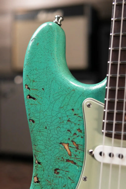 Fender Custom Shop LR25-Custom Deluxe HBS-1 Stratocaster Heavy Relic Electric Guitar - Seafoam Green Sparkle/3-Color Sunburst with Hardshell Case