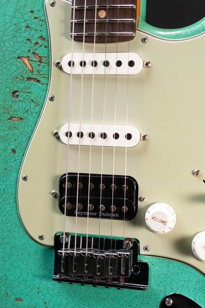 Fender Custom Shop LR25-Custom Deluxe HBS-1 Stratocaster Heavy Relic Electric Guitar - Seafoam Green Sparkle/3-Color Sunburst with Hardshell Case