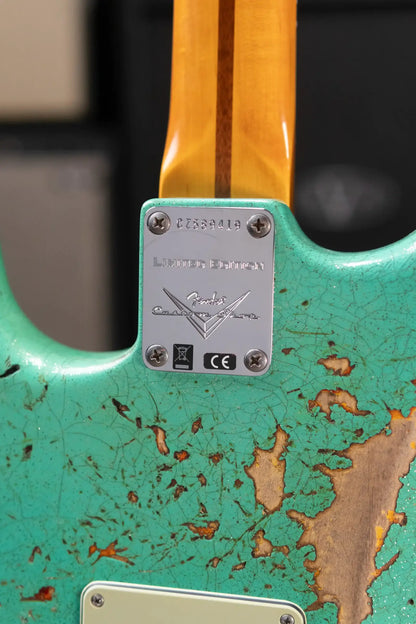 Fender Custom Shop LR25-Custom Deluxe HBS-1 Stratocaster Heavy Relic Electric Guitar - Seafoam Green Sparkle/3-Color Sunburst with Hardshell Case