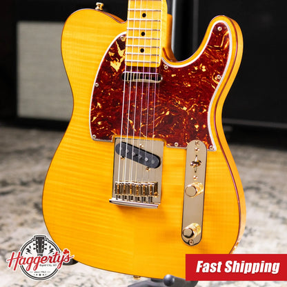 Fender Custom Shop Limited Edition Deluxe AAA Flame Telecaster Electric Guitar - Amber with Hardshell Case