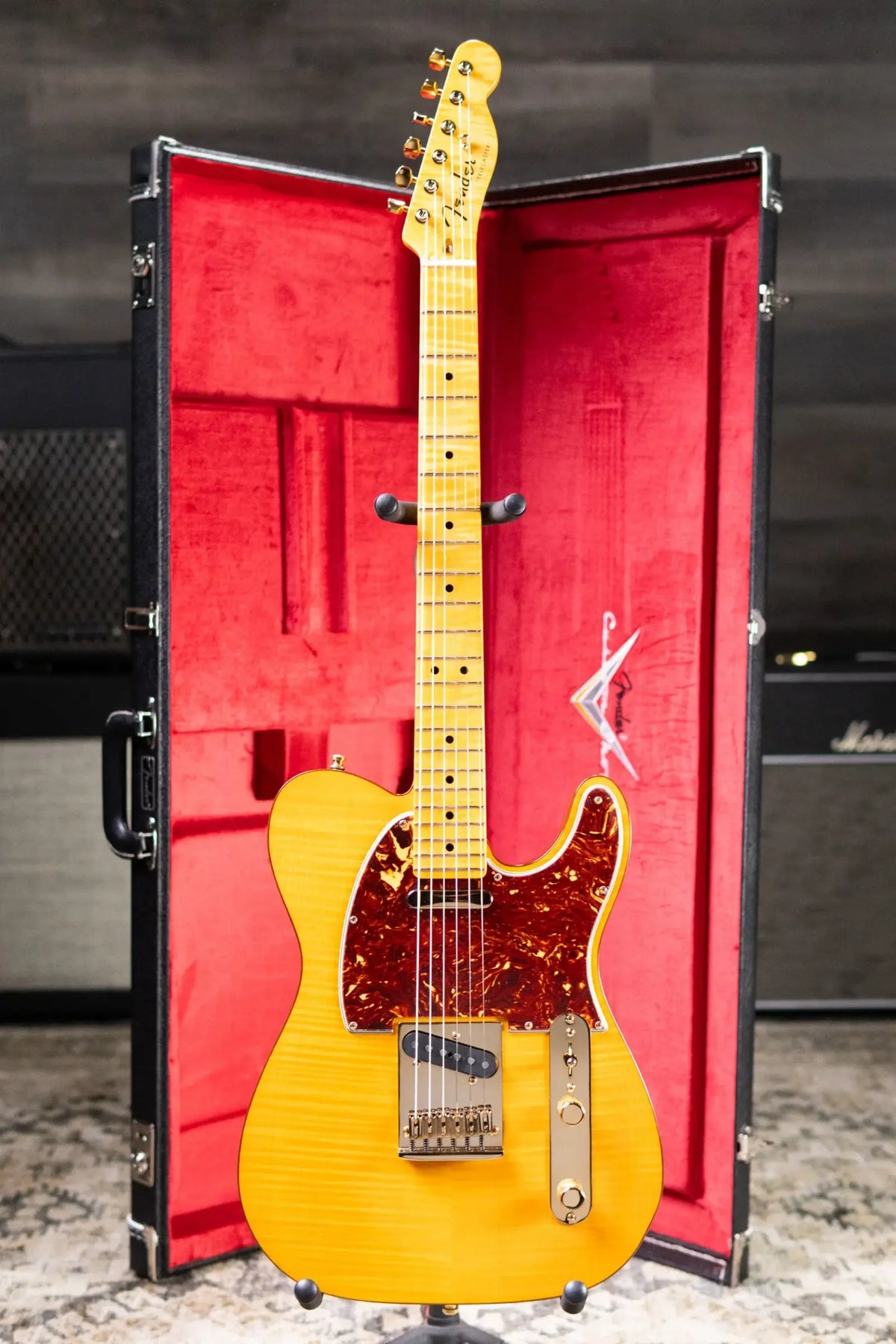 Fender Custom Shop Limited Edition Deluxe AAA Flame Telecaster Electric Guitar - Amber with Hardshell Case
