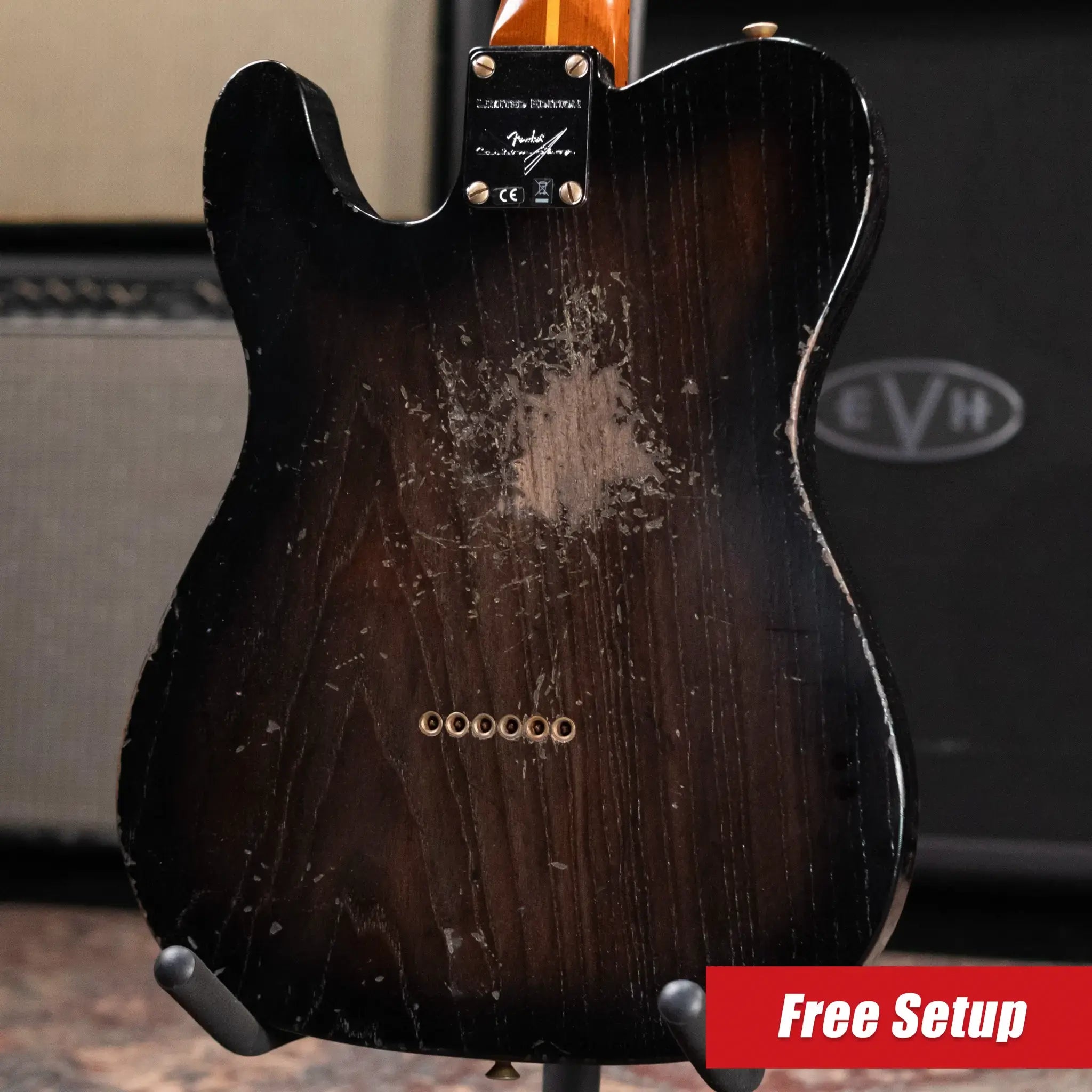 Fender Custom Shop Limited Edition Roasted Reverse '50s Telecaster Heavy Relic Electric Guitar - Ebony Transparent with Hardshell Case