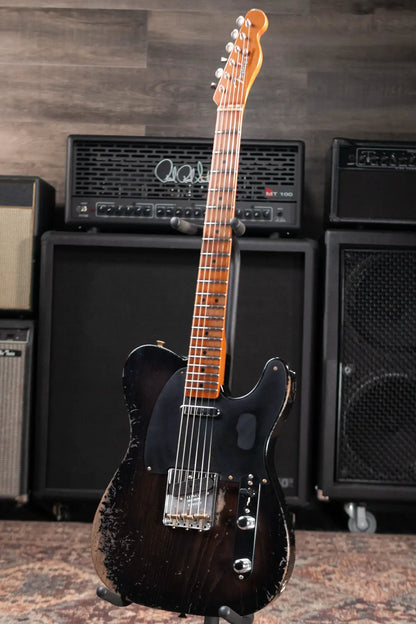 Fender Custom Shop Limited Edition Roasted Reverse '50s Telecaster Heavy Relic Electric Guitar - Ebony Transparent with Hardshell Case
