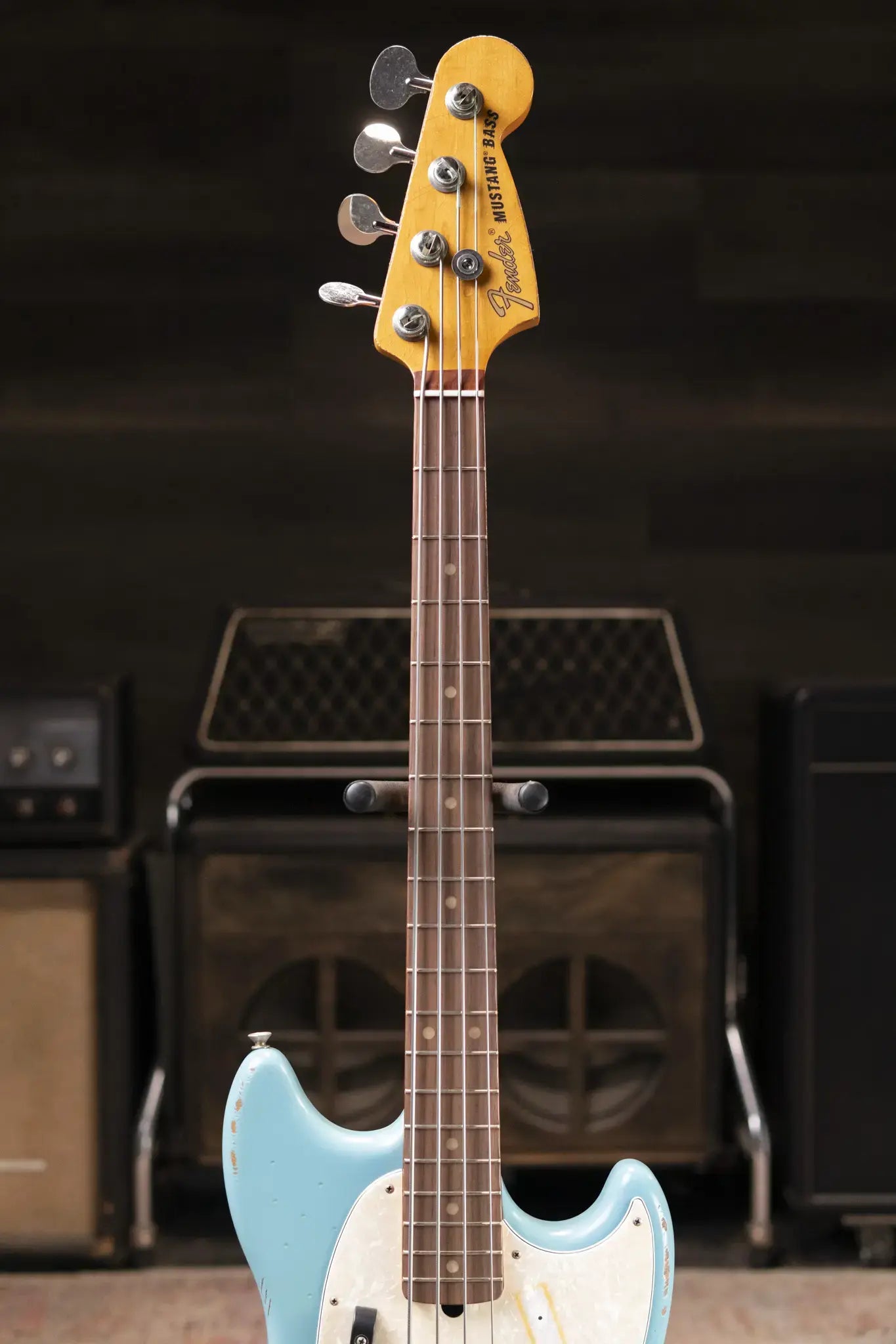 Fender JMJ Road Worn Mustang Bass - Faded Daphne Blue with Gig Bag