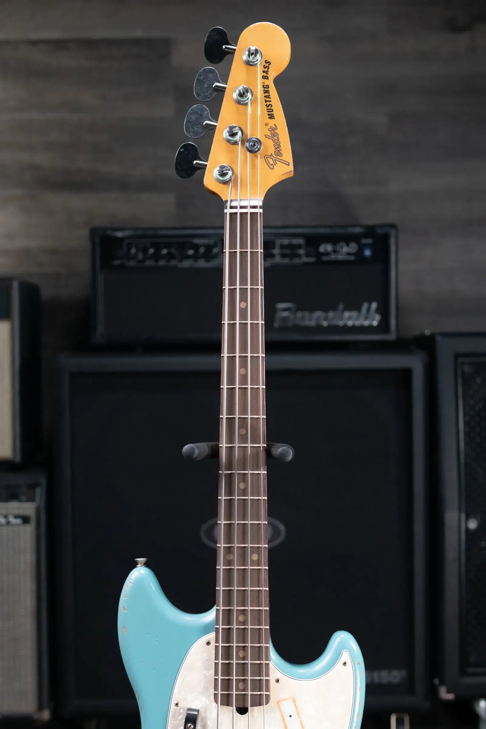 Fender JMJ Road Worn Mustang Bass - Faded Daphne Blue with Gig Bag