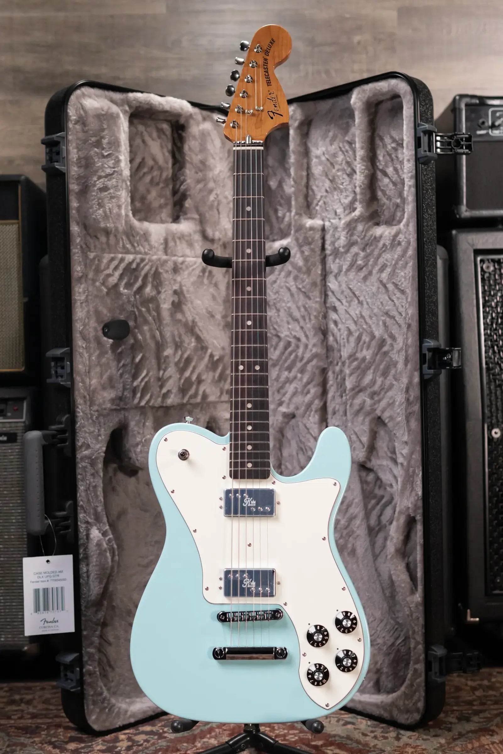 Fender Kingfish Delta Day Telecaster Deluxe Electric Guitar - Daphne Blue with Hardshell Case