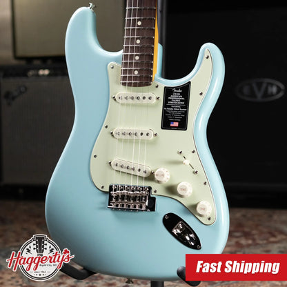 Fender Limited Edition American Professional Classic Stratocaster Electric Guitar - Featuring the Fender Silent System - Daphne Blue with Gig Bag