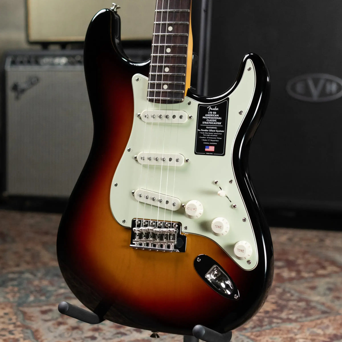 Fender Limited Edition American Professional Classic Stratocaster Electric Guitar Featuring the Silent Circuit - 3-Color Sunburst with Gig Bag
