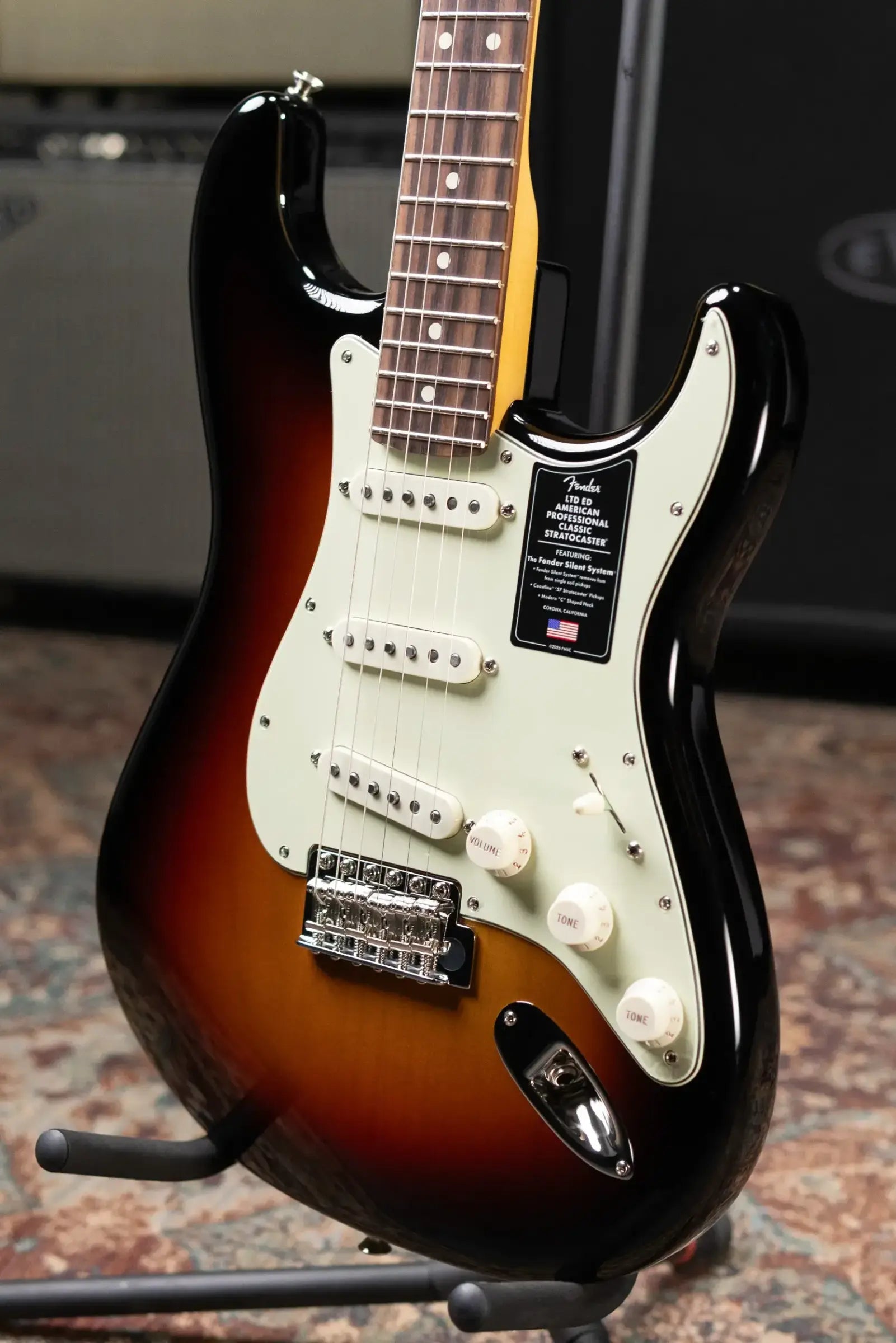 Fender Limited Edition American Professional Classic Stratocaster Electric Guitar - Featuring the Silent System - 3-Color Sunburst with Gig Bag