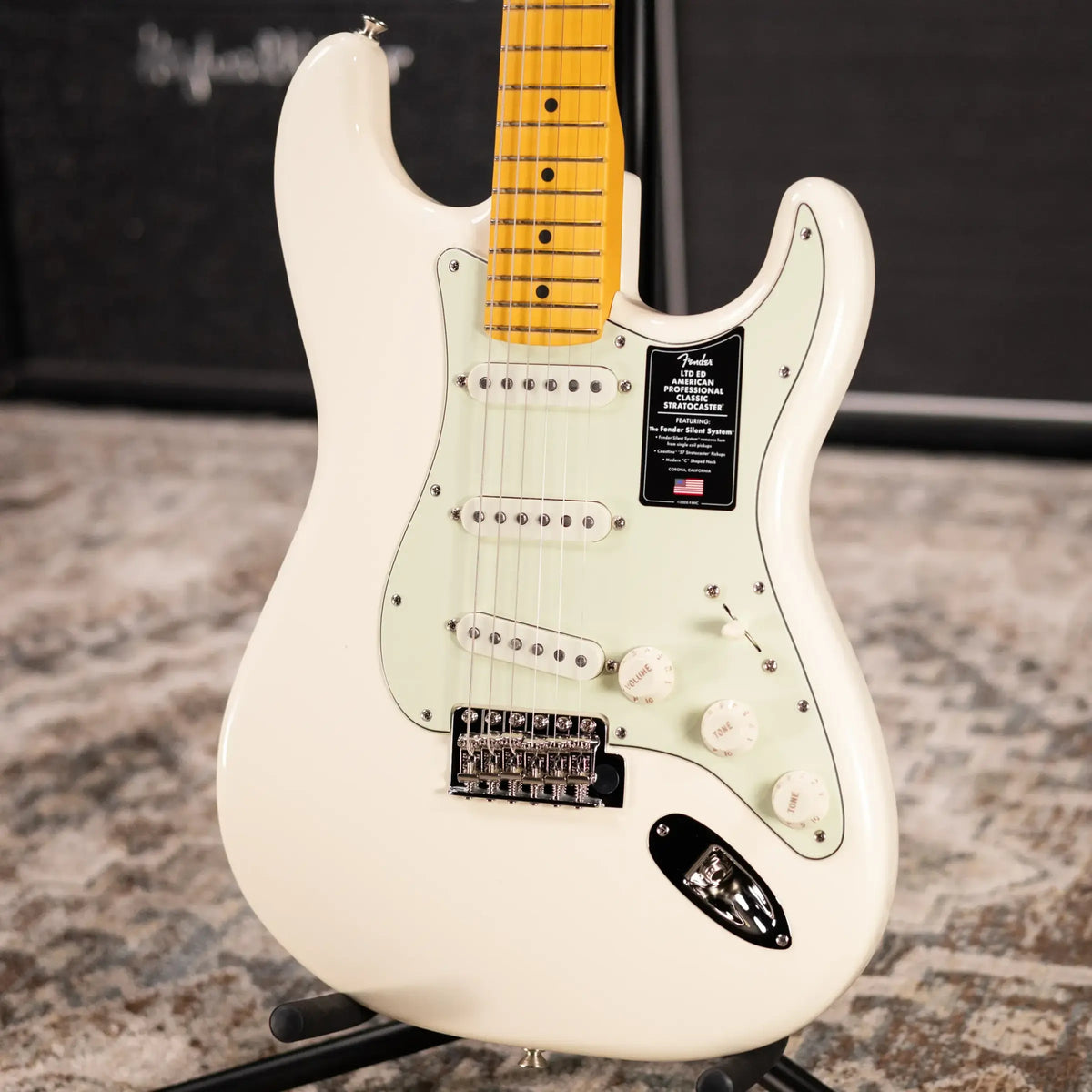 Fender Limited Edition American Professional Classic Stratocaster Electric Guitar - Featuring the Silent System - Olympic White with Gig Bag