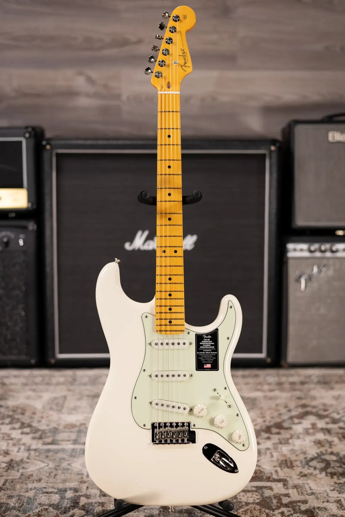 Fender Limited Edition American Professional Classic Stratocaster Electric Guitar - Featuring the Silent System - Olympic White with Gig Bag