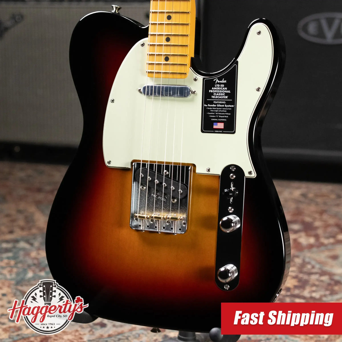 Fender Limited Edition American Professional Classic Telecaster Electric Guitar Featuring the Fender Silent System - 3-Color Sunburst with Gig Bag