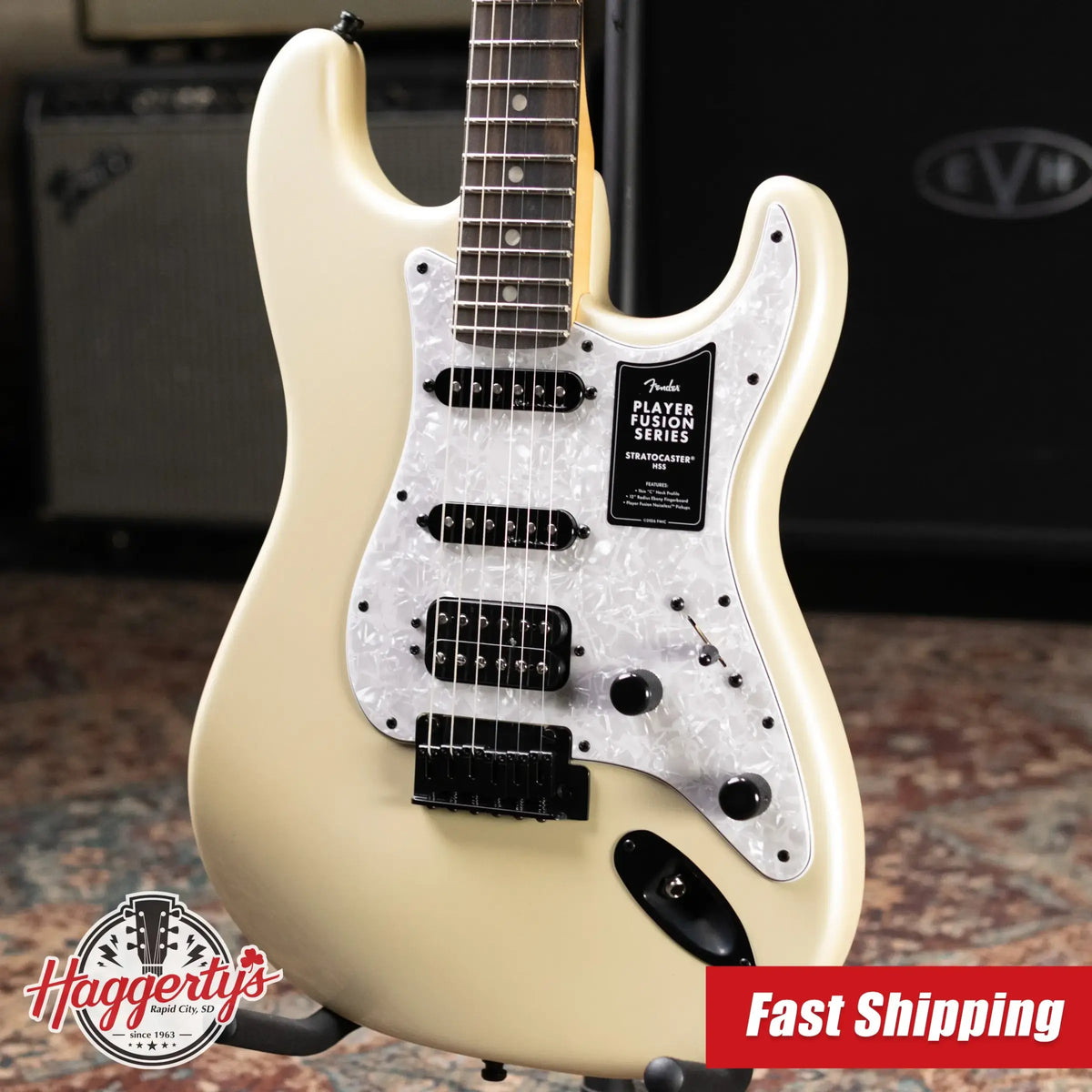 Fender Limited Edition Player Fusion HSS Stratocaster Electric Guitar - Olympic Pearl with Gig Bag