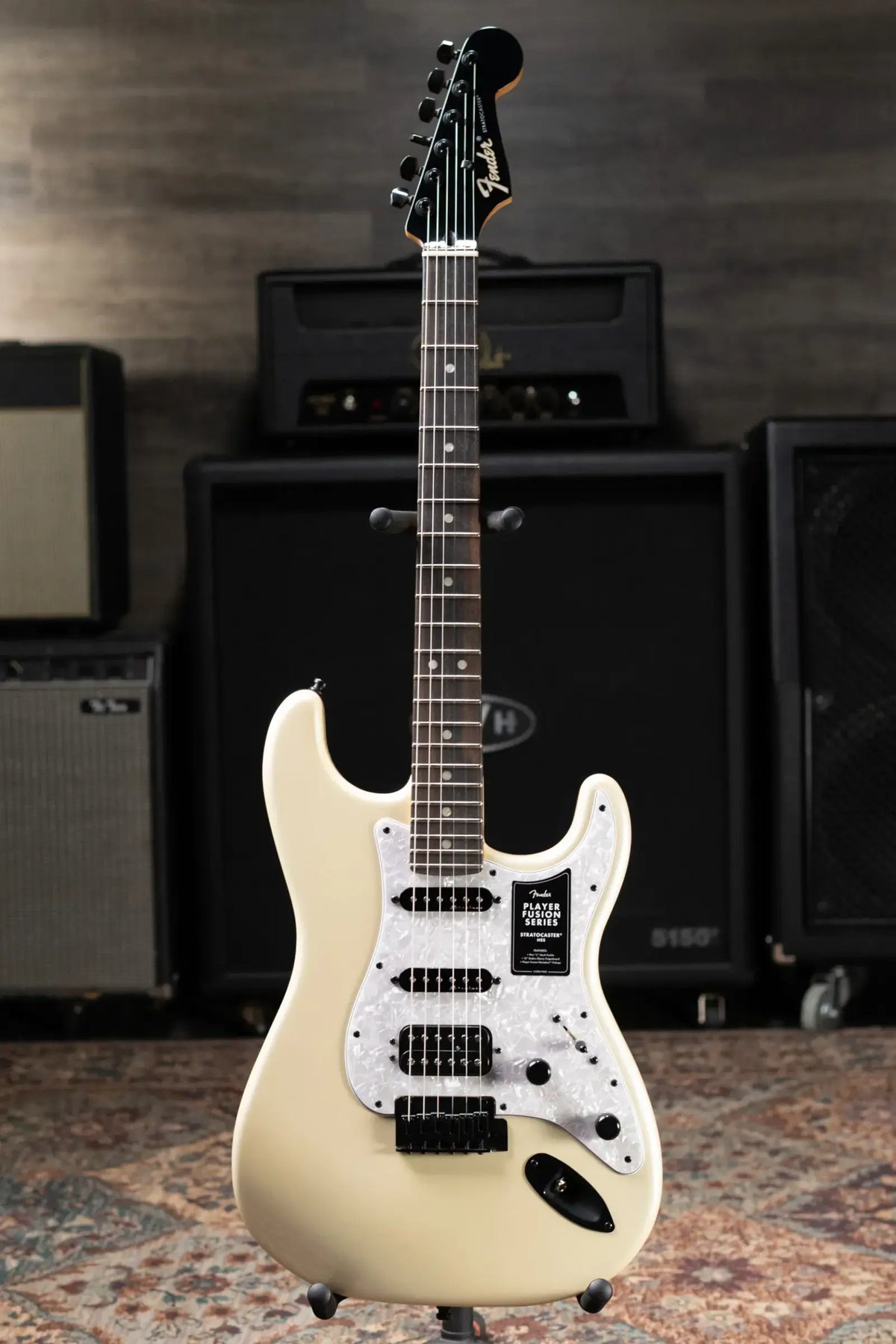 Fender Limited Edition Player Fusion HSS Stratocaster Electric Guitar - Olympic Pearl with Gig Bag