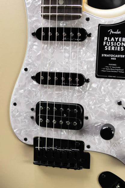 Fender Limited Edition Player Fusion HSS Stratocaster Electric Guitar - Olympic Pearl with Gig Bag
