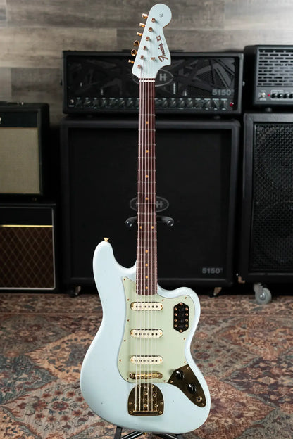 Fender NAMM 2025 #62 Custom Shop 1966 Bass VI Relic Time Machine Series Electric Bass - Faded Aged Sonic Blue with Hardshell Case