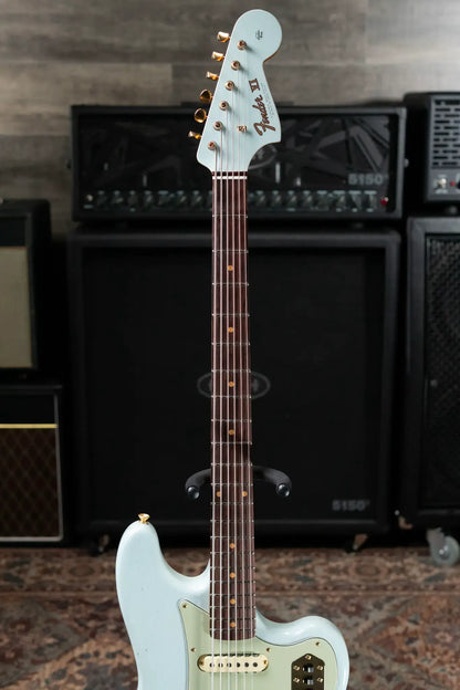 Fender NAMM 2025 #62 Custom Shop 1966 Bass VI Relic Time Machine Series Electric Bass - Faded Aged Sonic Blue with Hardshell Case
