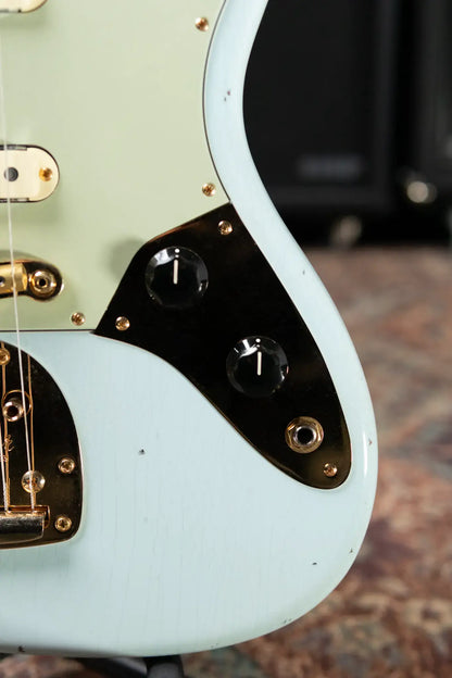 Fender NAMM 2025 #62 Custom Shop 1966 Bass VI Relic Time Machine Series Electric Bass - Faded Aged Sonic Blue with Hardshell Case