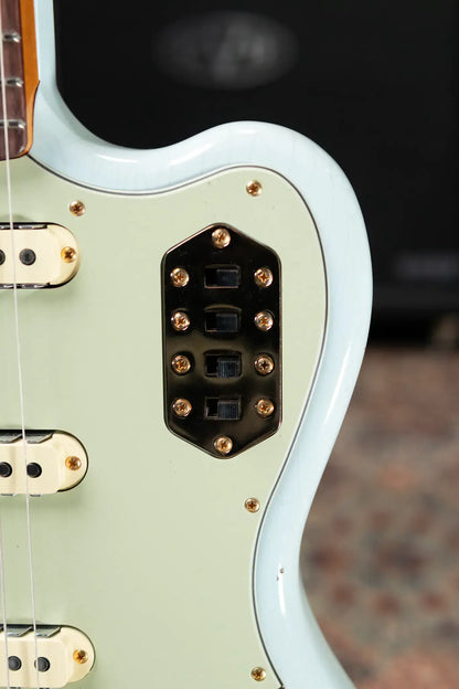 Fender NAMM 2025 #62 Custom Shop 1966 Bass VI Relic Time Machine Series Electric Bass - Faded Aged Sonic Blue with Hardshell Case