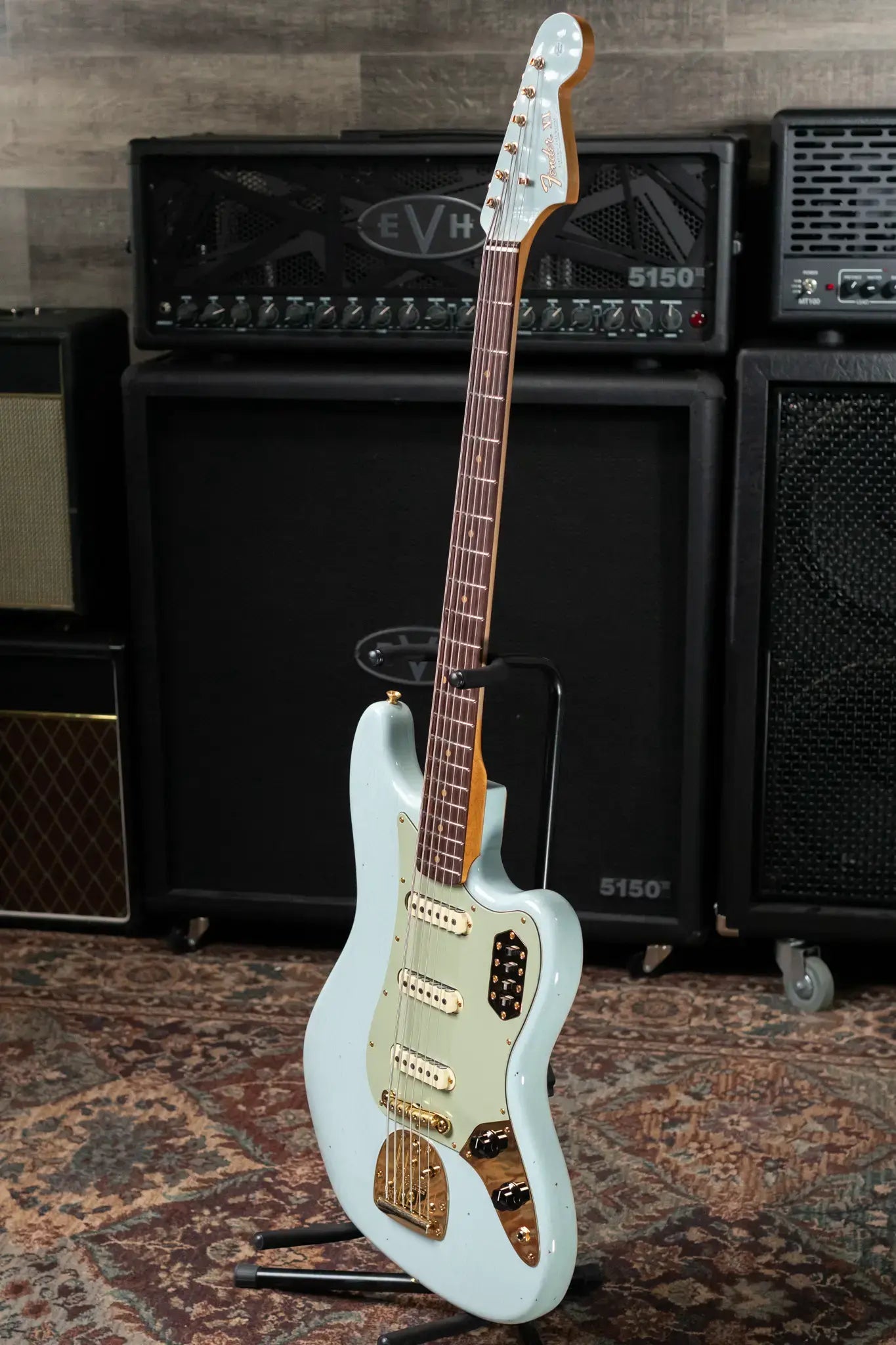 Fender NAMM 2025 #62 Custom Shop 1966 Bass VI Relic Time Machine Series Electric Bass - Faded Aged Sonic Blue with Hardshell Case