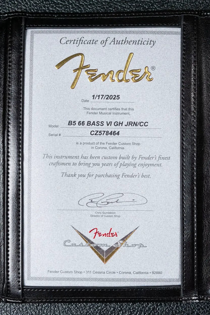 Fender NAMM 2025 #60 Custom Shop 1966 Bass VI Relic Time Machine Series Electric Bass - Black with Hardshell Case