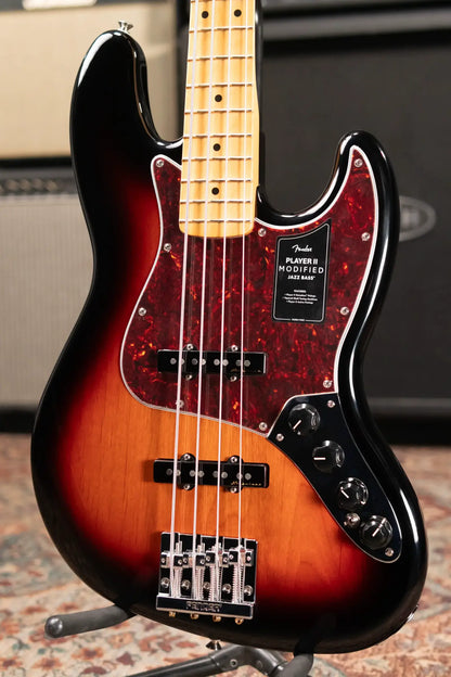 Fender Player II Modified Active Jazz Bass, Maple Fingerboard - 3 Tone Sunburst with Gig Bag