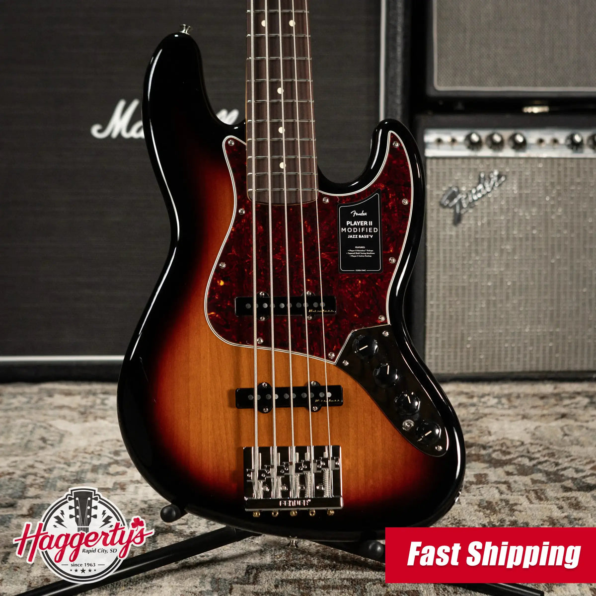 Fender Player II Modified Active Jazz Bass V - 3-Color Sunburst with Gig Bag - Demo
