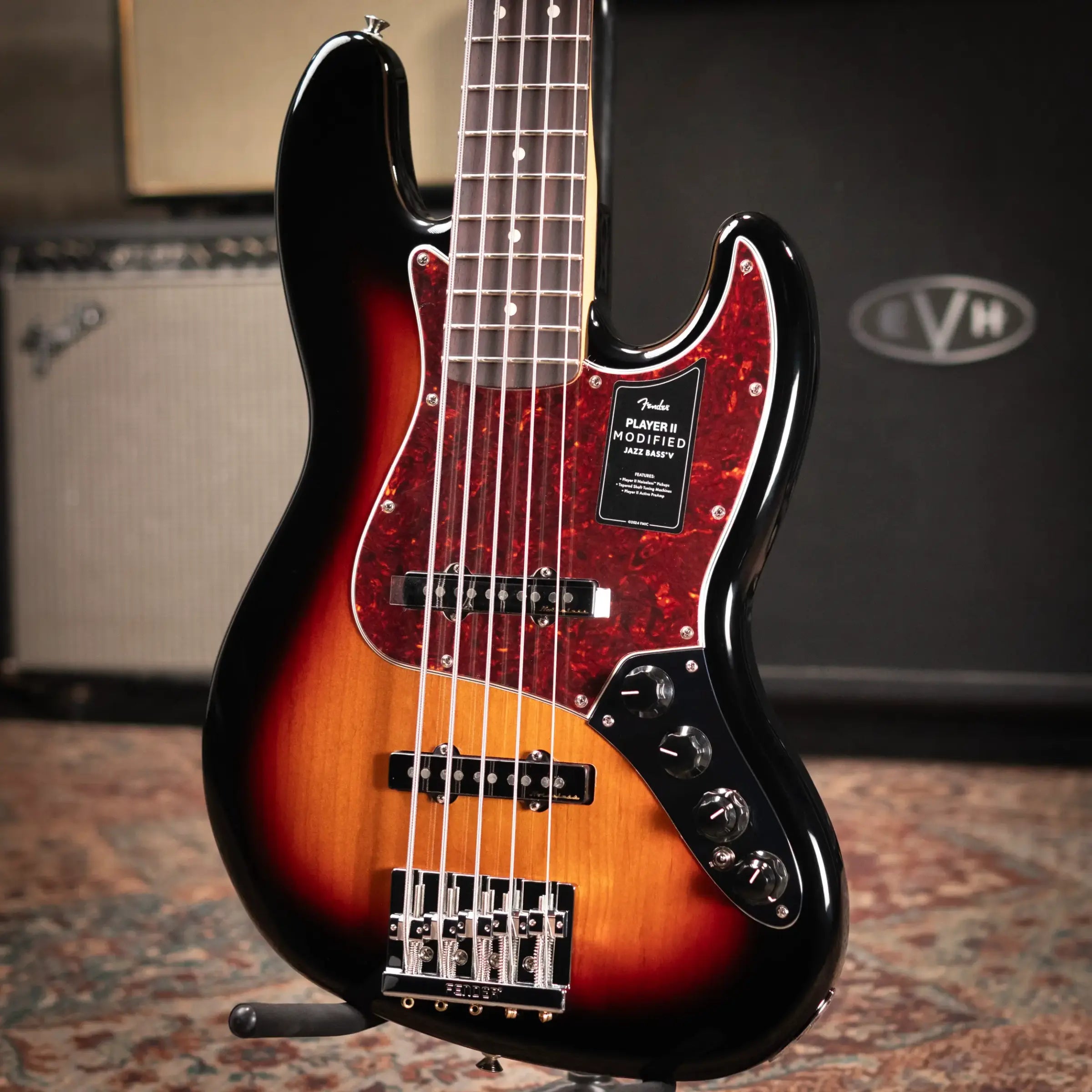 Fender Player II Modified Active Jazz Bass V, Rosewood Fingerboard - 3-Color Sunburst with Gig Bag
