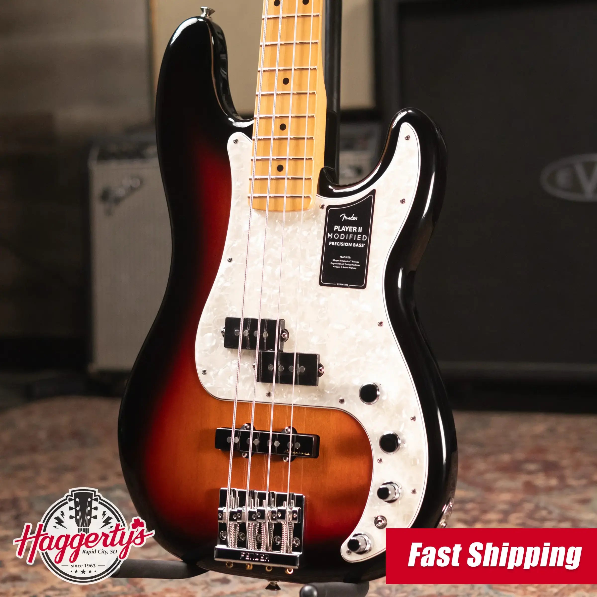 Fender Player II Modified Active Precision Bass, Maple Fingerboard - 3 Tone Sunburst with Deluxe Gig Bag