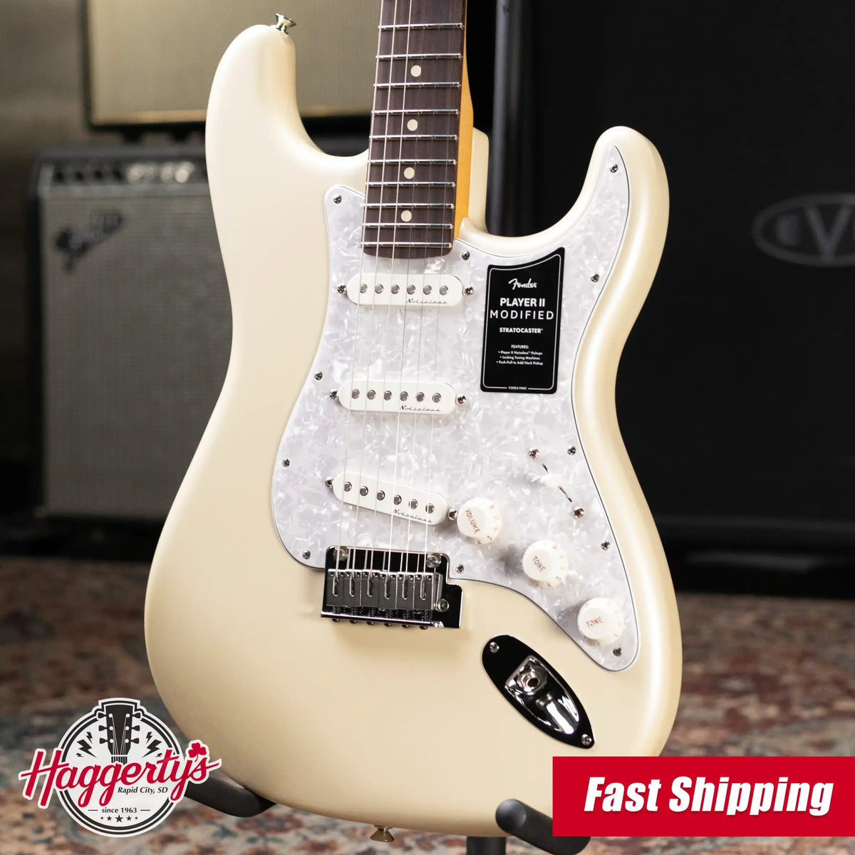 Fender Player II Modified Stratocaster Electric Guitar - Olympic Pearl with Gig Bag - Demo