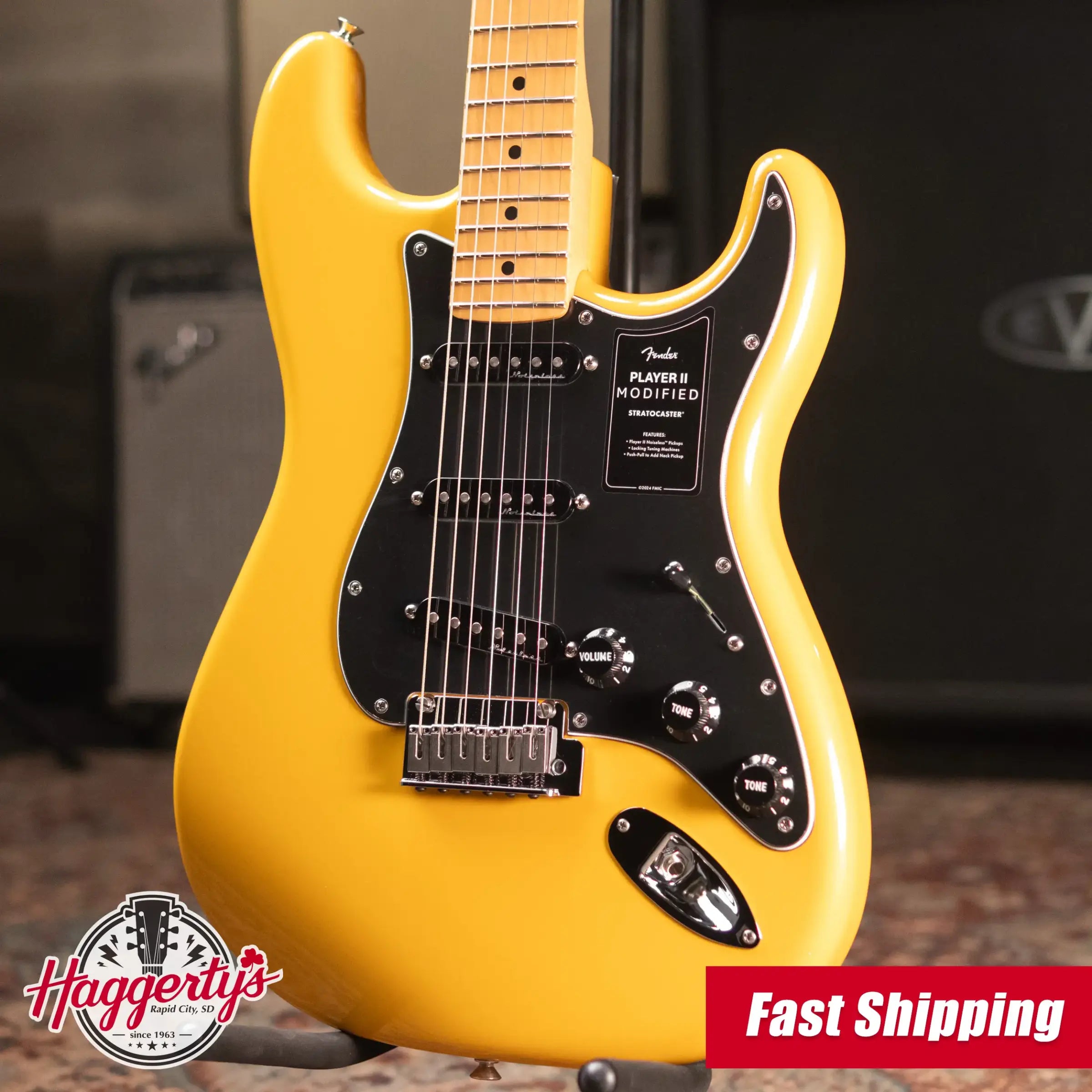 Fender Player II Modified Stratocaster Electric Guitar - Sunshine Yellow, Maple Fingerboard with Deluxe Gig Bag