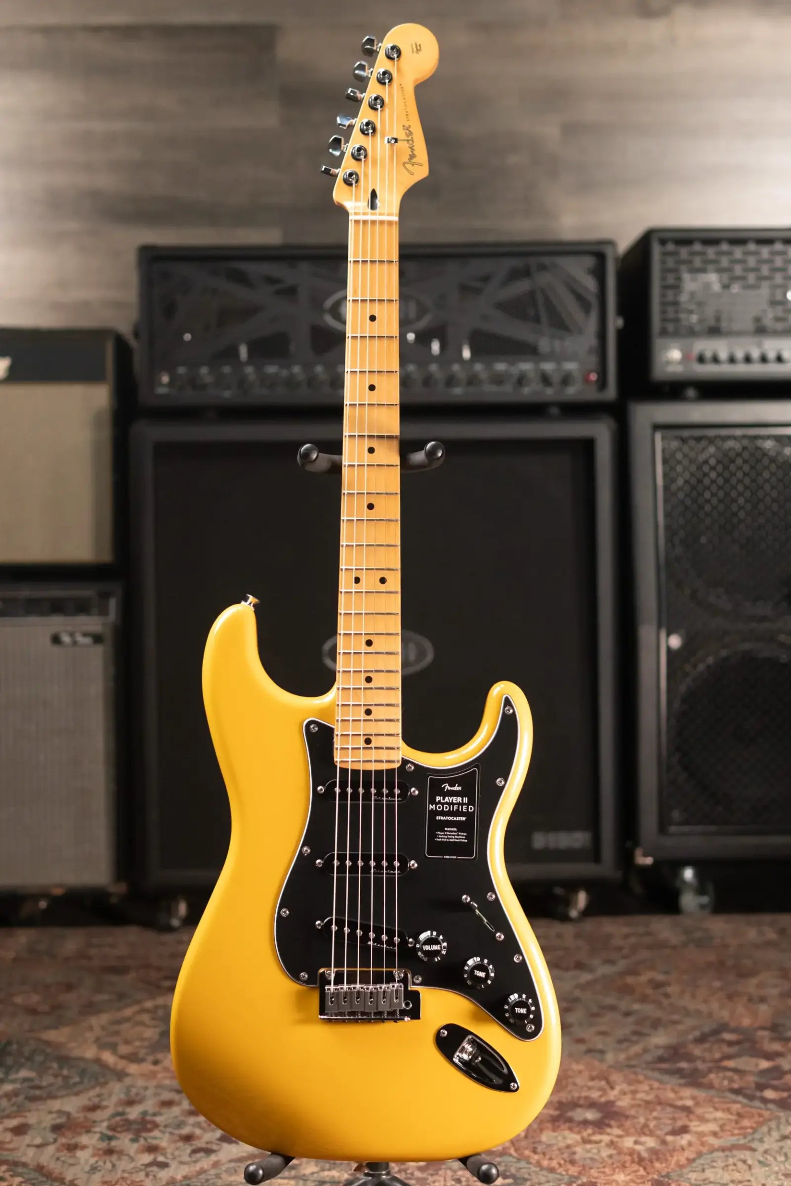 Fender Player II Modified Stratocaster Electric Guitar - Sunshine Yellow, Maple Fingerboard with Deluxe Gig Bag