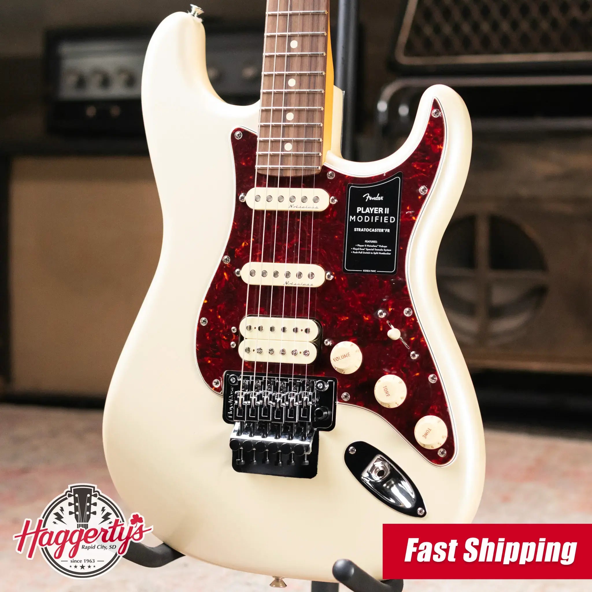 Fender Player II Modified Stratocaster HSS Floyd Rose Electric Guitar - Olympic Pearl with Gig Bag