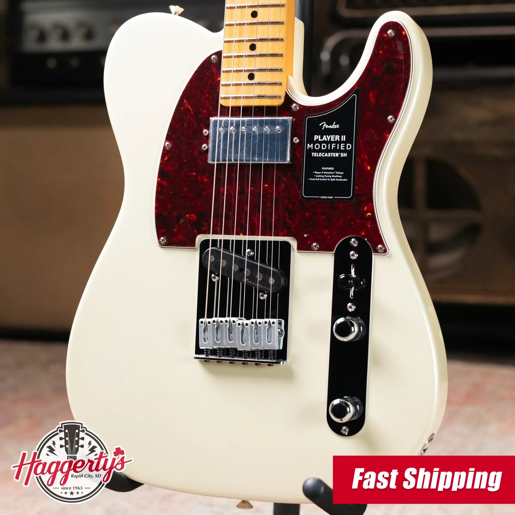 Fender Player II Modified Telecaster SH, Maple Fingerboard Electric Guitar - Olympic Pearl with Deluxe Gig Bag