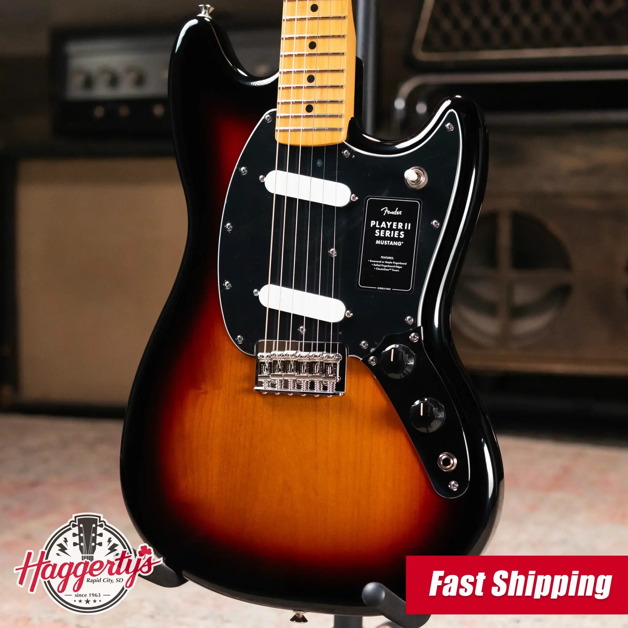 Fender Player II Mustang, Maple Fingerboard Electric Guitar - 3-Color Sunburst
