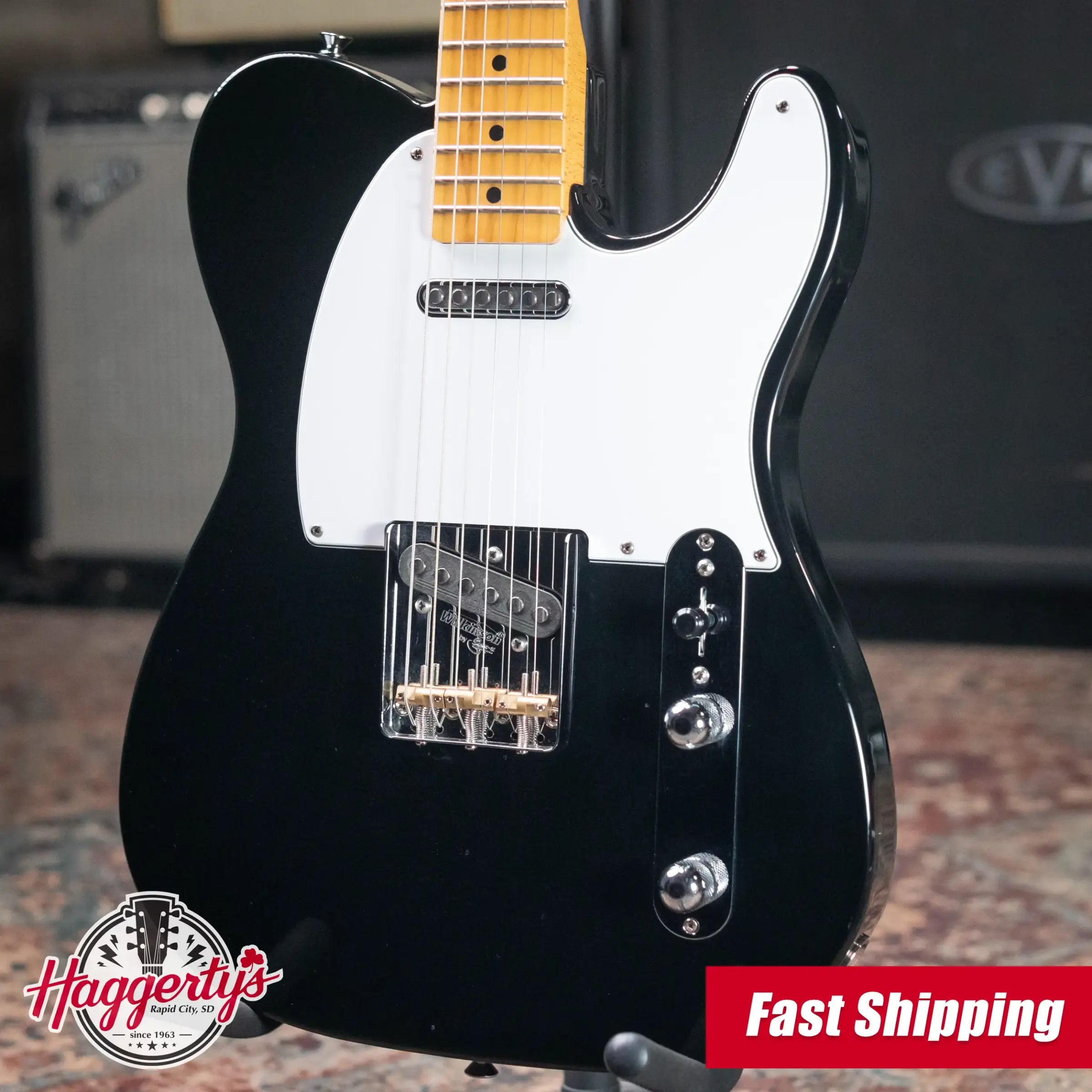 Fender Telecaster Black with MIJ Neck, Upgraded TV Jones Pickups, and Hardshell Case - Used