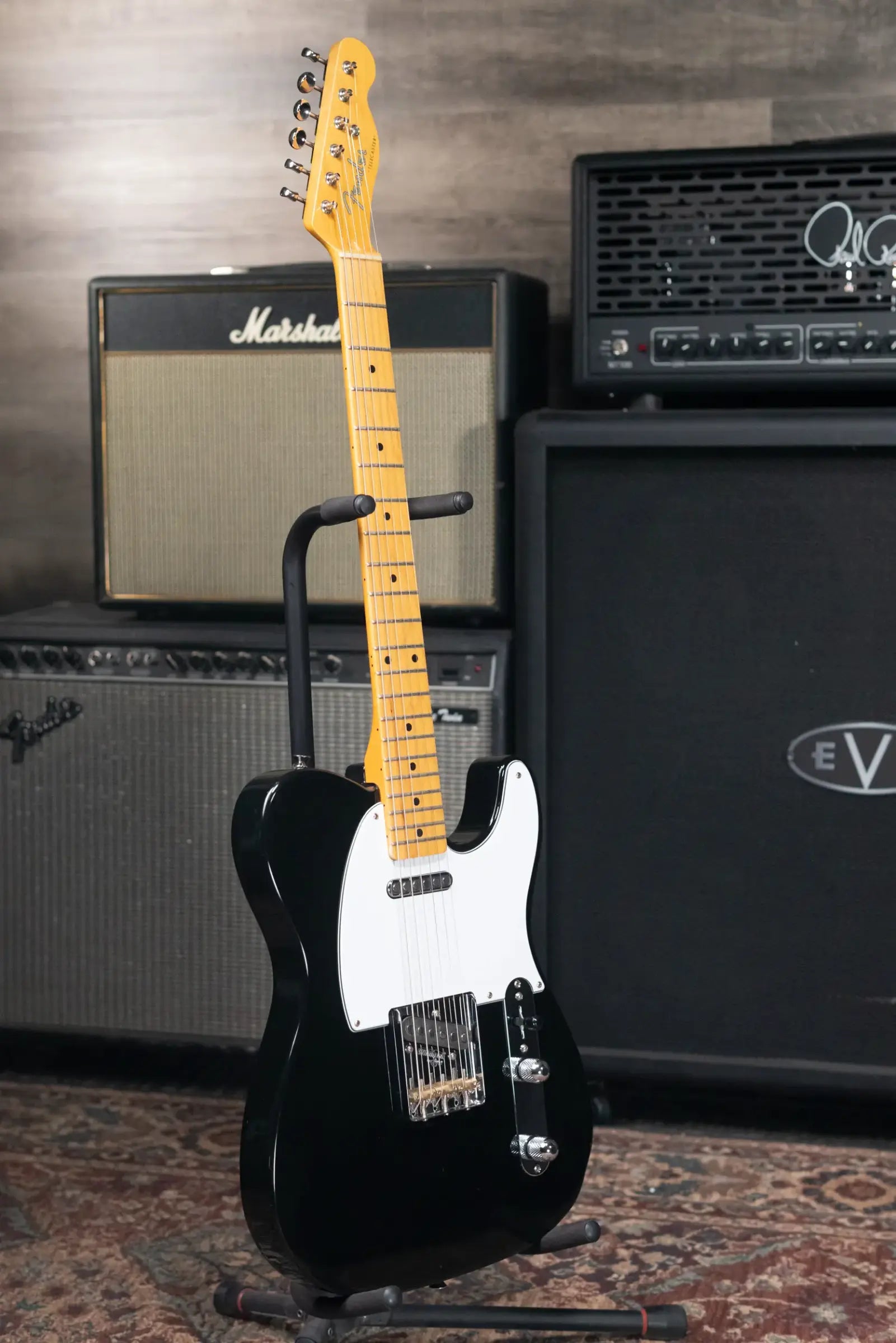 Fender MIJ Telecaster Electric Guitar - Black with Upgraded TV Jones Pickups and Hardshell Case - Used