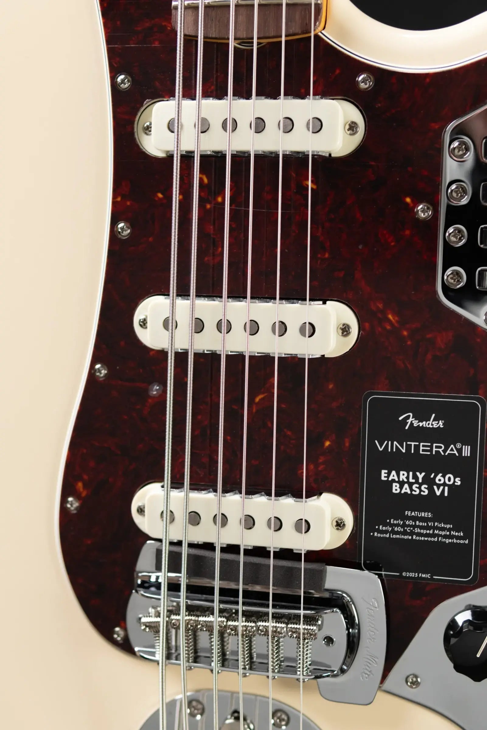 Fender Vintera III Early '60s Bass VI - Olympic White with Gig Bag