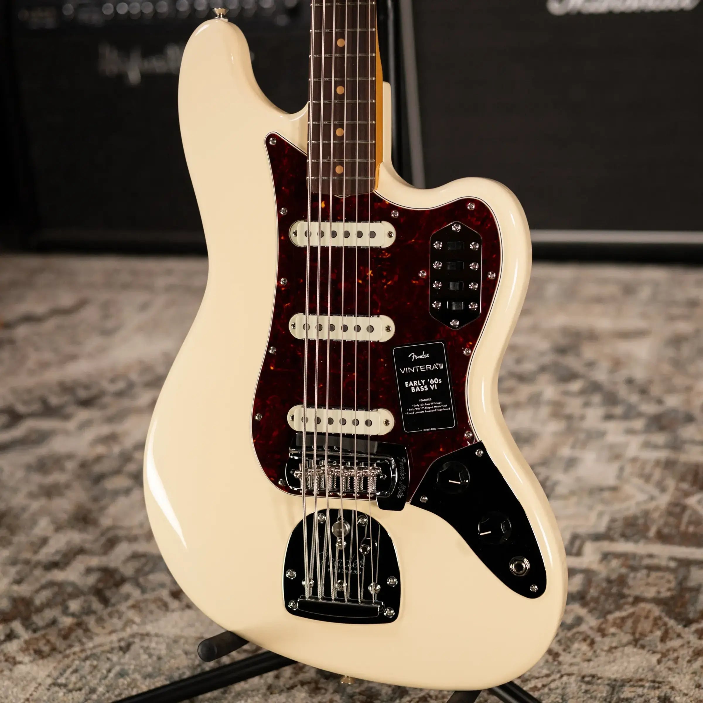 Fender Vintera III Early '60s Bass VI - Olympic White with Gig Bag